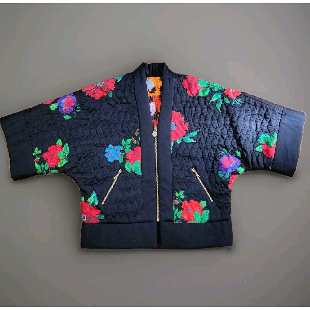Kenzo x H&M Reversible Quilted Kimono Jacket 100% Silk - Size XSmall